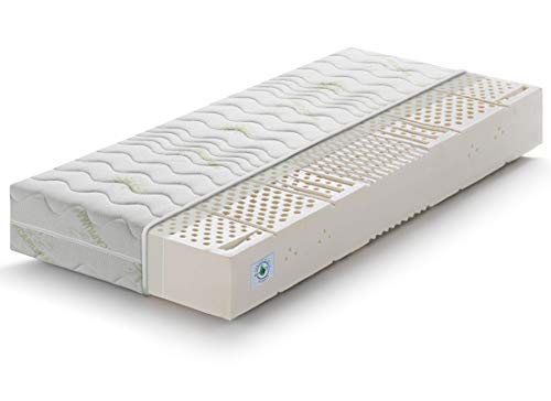 Marcapiuma - Materasso Singolo Lattice 90x200 alto 18 cm - SEVENLIFE 18 - 100% Lattice Medio/Morbido - 7 zone Ergonomico Rivestimento Aloe Vera sfoderabile Antiacaro Antibatterico 100% Made in Italy