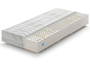 Marcapiuma - Materasso Singolo Lattice 90x200 alto 18 cm - SEVENLIFE 18 - 100% Lattice Medio/Morbido - 7 zone Ergonomico Rivestimento Aloe Vera sfoderabile Antiacaro Antibatterico 100% Made in Italy