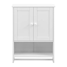 Armadietto Pensile da Bagno con Barra Portaasciugamano 65 x 48,7 x 14,5 cm Mobiletto da Muro con 2 Ante e Ripiani - Bianco