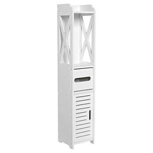Wyxy Armadietto per mobili da Toilette per Bagno Armadio in Legno Bianco Scaffale per Ripiani in Tessuto, tavola in Legno e plastica 80x15,5x15CM