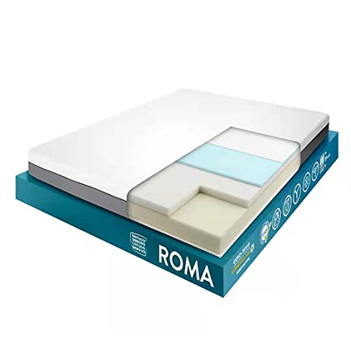 OnNuvo Materasso New Memory Foam + Gel, 19 cm, Ortopedico, Alta Densità 50-55 kg/m3, AirTeachFoam+, Ipoallergenico, Ergonomico, Certificato, Sfoderabile, Lavabile, Roma (160x190)