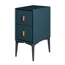 Comodino in Legno Comodino Simplicity Comodino in Pelle Mobile Laterale con 2 Cassetti Portaoggetti Maniglie in Metallo (Color : Dark Green)