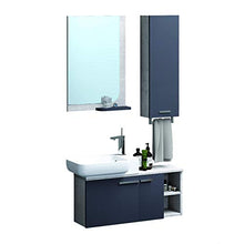 Homemania PLA-1103 Set Mobili Polo 96 da Bagno, Antracite, Bainco, in MDF, Ceramica, Specchio, Metallo