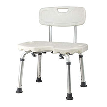 BESTSOON - Sgabello da doccia per anziani con schienale regolabile in altezza in lega di alluminio antiscivolo per anziani disabili incinte donne in gravidanza bagno WC sgabello da bagno
