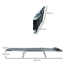 Outsunny Sedia a Sdraio Lettino Reclinabile da Giardino Spiaggia Piscina 182x56x24,5cm Nero