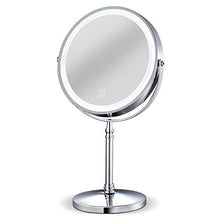 LOVEHOUGE Specchio per Il Trucco,Specchio Cosmetico Touch Screen con Ingrandimento 10X,Luminosità LED Regolabile,Specchio Cosmetico da Viaggio Portatile