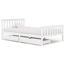 BIGTO - Struttura letto con 2 cassetti in legno di pino massello, mobili per camera da letto, 120 x 200 x 82 cm, colore: Bianco