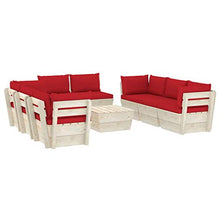 FAMIROSA Set Divani da Giardino su Pallet 9 pz con Cuscini Legno Abete-3654