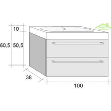 Kit Mobile lavabo RIHO & SLIMLINE-SET 70 in legno laccato lucido 100 x 38 a 60,5 cm