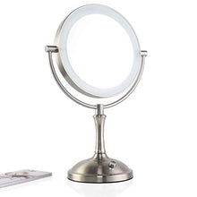 Specchio per Il Trucco Ha Condotto La Luce 3 Volte Ingrandimento Wireless Rotondo su Due Lati con Luce E Lente d'Ingrandimento Specchio per Il Trucco Illuminato per Comò da Bagno