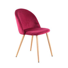 Sedia da salotto in tessuto di velluto retrò Sedie da pranzo imbottite con gambe in metallo Sala d'attesa in stile legno Soggiorno Mobili da ufficio moderni (Red 4)