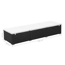 Tidyard- Lettino Prendisole, Sedie a Sdraio da Giardino in Polirattan 195x60x31 cm Nero e Bianco