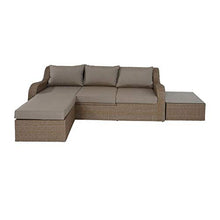 Gartentraum Divano da Giardino Individuale con Sgabello e Tavolo - Seduta Poan/Taupe