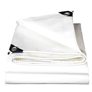 DFREW Heavy Duty Bianco Impermeabile Tarps Incatramata Sheet Ground Cover - 100% Resistente Ai Raggi Uv, Prova con Occhielli, 520G / M², Spessore 0,45 Mm Di Umidità,4Mx8M,4Mx8M