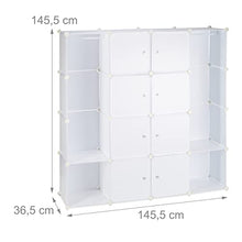 Relaxdays 10021969_46 Armadio Guardaroba Componibile, 12 Scomparti, Sistema a Incastro, Plastica, 145,5x145,5 cm, Bianco