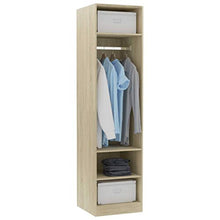 Armadietto aperto per appendere e riporre vestiti, con 3 ripiani e 1 barra per camera da letto, finitura color rovere, 50 x 50 x 200 cm