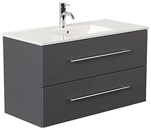 Set di mobili da bagno Firenze 100 (5 parti/A) antracite satinato, specchio LED