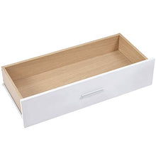 Comodino, cassettiera cassettiera con 4 cassetti con maniglie e guide in metallo, unico piano fisso bianco e rovere