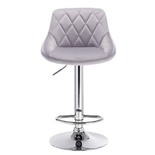 WOLTU BH138hgr-2 Sgabelli da Bar Cucina Sedia Girevole con Schienale Poggiapiedi Cromato Grigio Chiaro 2 Pezzi