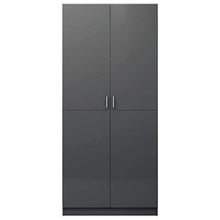 Tidyard Armadio Grigio Lucido 80x52x180 cm in Truciolato,con Un Compartimento Alto e Un'asta all'Interno