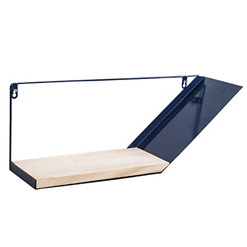 Semplicità Elegante Scaffale a Muro Scaffalature Sospese Scaffali in Metallo in Legno Massello Moda Libreria Libreria Risparmia Spazio, 2 Colori, HJJ, Blu, 56x15x21cm