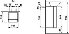 Laufen Ino Vanity, per lavabo 815301, Cerniera a Destra, 280x310x310x605, colorazione: Neve (Bianco Opaco) - H4253020301701