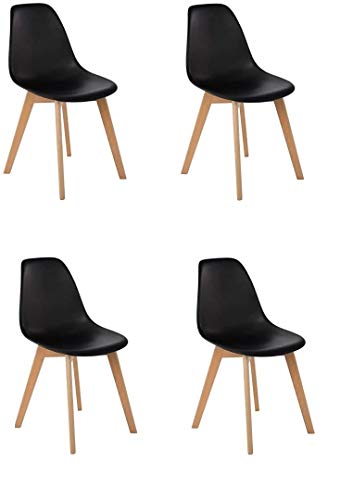 88 Skycity con 4 Moderne sedie da Pranzo rettangolari in Stile Nordico, Gambe in Legno massello, per mobili da Soggiorno, Idea per Soggiorno, Sala da Pranzo, caffetteria （Noir）