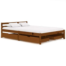 SKM Giroletto con 4 Cassetti Marrone Miele Legno di Pino 140x200 cm (40.1kg)