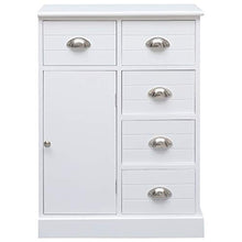 SKM Credenza con 10 Cassetti Bianca 113x30x79 cm in Legno (24.75kg)
