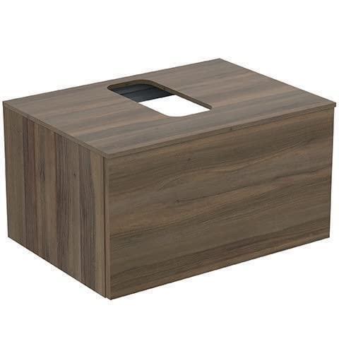 Mobiletto Vanity Adapto Standard Ideale per lavabi Strada II, Foro Centrale, 1 Estraibile, 700 mm, colorazione: Noce Decor - U8595FW