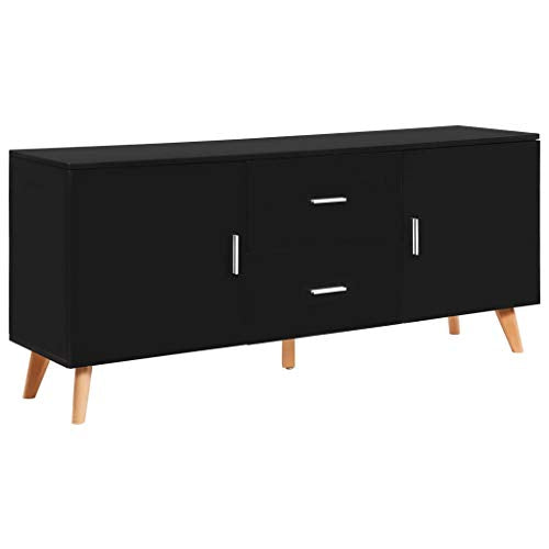 FAMIROSA Credenza Nera 160x40x70 cm in MDF