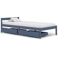 FAMIROSA Giroletto con 2 Cassetti Grigio in Massello di Pino 90x200 cm-0693