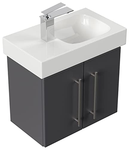emotion ICONXS53CMLINKS000104DE - Lavabo con mobiletto, in Legno, 53 x 41 x 29,6 cm, Colore: Antracite Lucido