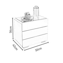 Comodino Semplice e Moderno Dipinto di Bianco Camera da Letto 3 Strati Semplice Contenitore Piccolo Armadio con Cuscinetto 300KG-56x42x50cm FANJIANI