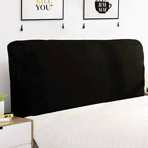 Copri Testata Letto Matrimoniale Copertura/Copertina Elastica Fodera Elastica Protezione Peluche Testata Addensare Elastico， All-inclusive Coperchio Europeo Soft Cover Lavabile,Black-180~200cm