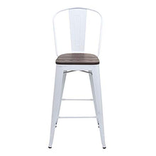 Sgabello con Schienale bistrot Design Industriale HWC-A73 Legno Metallo Verniciato Bianco