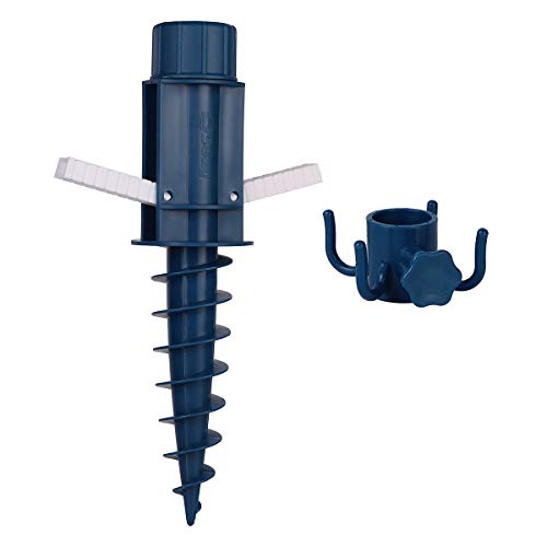 Sekey picchetto di Supporto per ombrellone Mare Spiaggia Vacanze Sole Giardino Punta Terra Sabbia trivella Gancio per ombrellone (Blu)