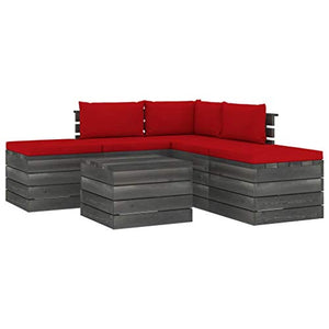 FAMIROSA Set Divani da Giardino su Pallet 6 pz con Cuscini Massello Pino-1845