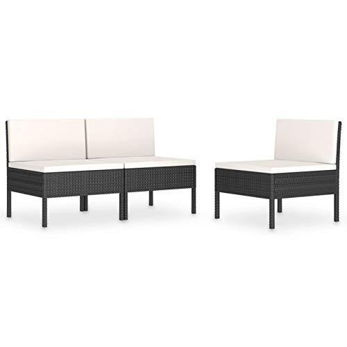 Tidyard Set 3 pz Divani da Giardino Modulaie per Esterno a 3 Posti in Polyrattan Marrone/Nero,Divano da Giardino 3 Posti,Divano da Esterno 3 Posti,Divano in Rattan,Divano Modularre,Divano Esterno - Arredi Casa