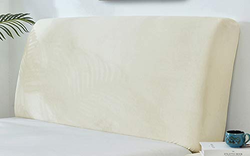 Copri Testata Letto, Matrimoniale Elastica Fodera Elastica Protezione Peluche Testata Addensare Elastico All-inclusive Coperchio Europeo Soft Cover Lavabile Testata Letto,Beige-CalKing(180-190cm)