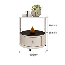 LICHUAN Tavolino moderno rotondo comodino in vetro temperato comodino con 1 cassetto mensola portaoggetti creativo accento tavolino per casa, camera da letto, ufficio, facile da montare
