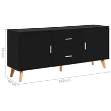 SKM Credenza Nera 160x40x70 cm in MDF