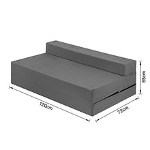 Futon Z - Divano letto matrimoniale pieghevole per adulti e bambini, con rivestimento rimovibile con cerniera, colore: grigio
