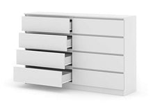 BIM Furniture Maya M8 - Cassettiera con 8 cassetti, 140 cm, colore: Bianco