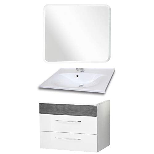 Fackelmann Set di mobili da Bagno sceno Mobiletto da Bagno/lavabo/Specchio