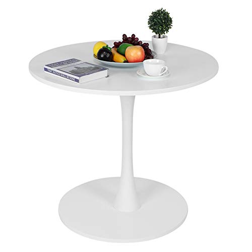 HYM Tavolo da Pranzo Rotondo Moderno Tavolo da Pranzo Tavolini per Soggiorno Cucina Giardino Terrazza Patio Bianco