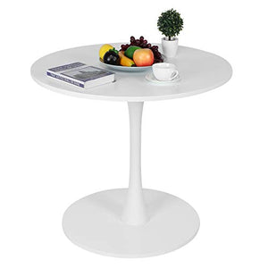 HYM Tavolo da Pranzo Rotondo Moderno Tavolo da Pranzo Tavolini per Soggiorno Cucina Giardino Terrazza Patio Bianco
