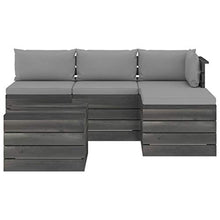 FAMIROSA Set Divani da Giardino su Pallet 5 pz con Cuscini Massello Pino-1792