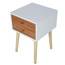 Comodino per camera da letto con 2 cassetti, comodino moderno in legno con doppio cassetto e gambe in legno massello, mobili per camera da letto