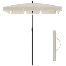 SONGMICS Ombrellone da Balcone Rettangolare 1,8 x 1,25 m, Protezione UPF 50+, Parasole Inclinabile, Telo Rivestito in PA, Borsa da Trasporto, Giardino Terrazzo, Base Non Inclusa, Beige GPU180M01